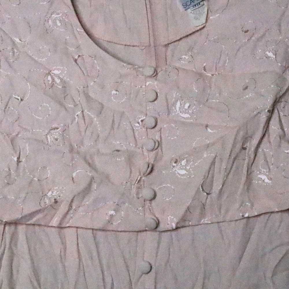 VINTAGE LONG DRESS 13-14 Scarlett Pastel Pink Buttons Grannycore Formal 80s 90s - Picture 4 of 8